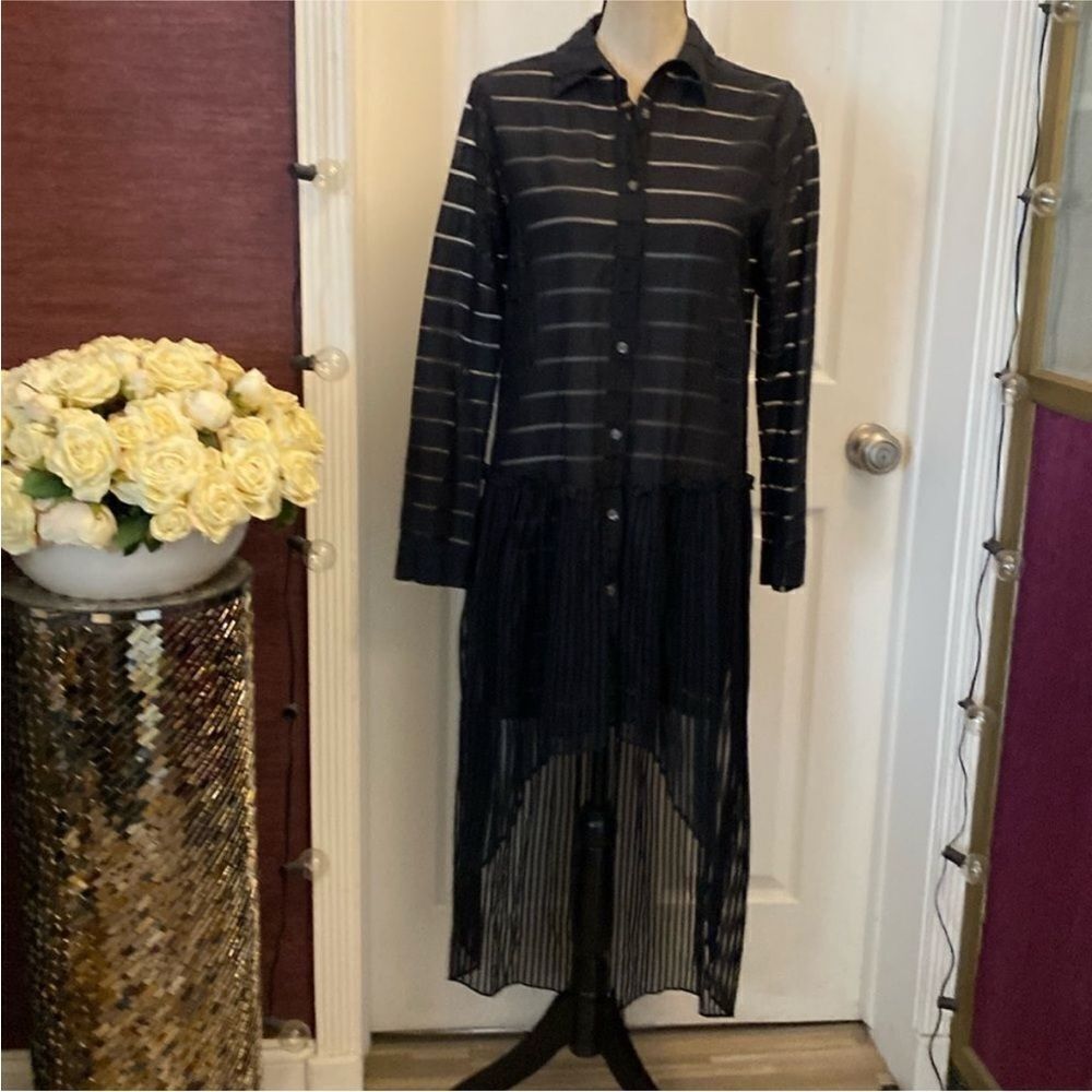 NWT Opening Ceremony Black Striped High Low Dress, M